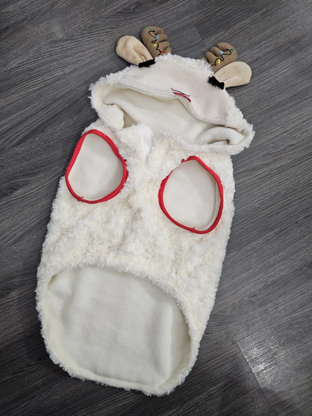 Lamb Chop Dog Hoodie/Costume with Holiday Antler - Size L - photo 2