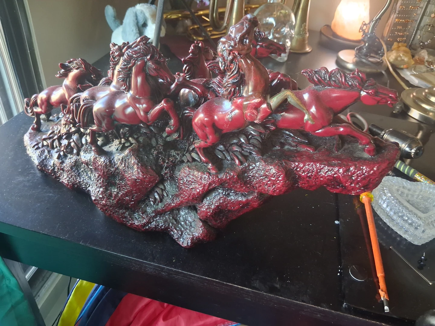 Red Resin Horse Sculpture