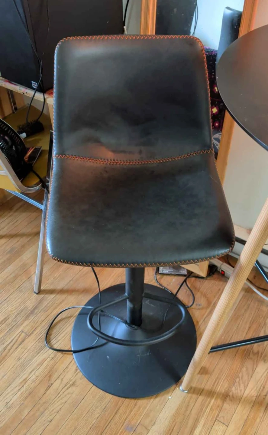 Two Black Bar Stools, and Table. - photo 2