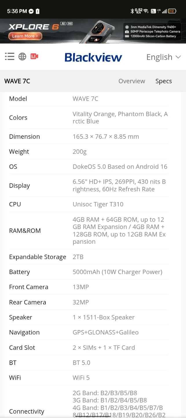Blackview WAVE 7C Vitality Orange Smartphone - photo 4