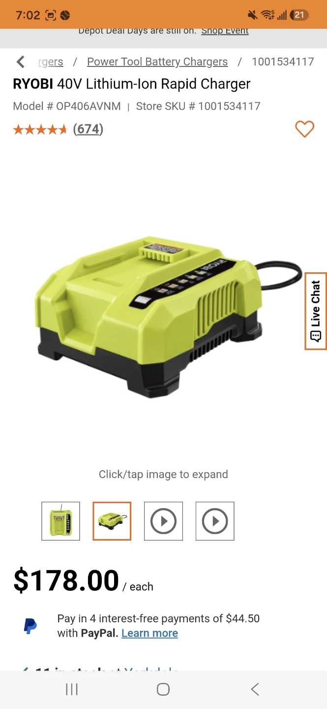 Ryobi 40v 4.0Ah Lithium-ion Battery And Rapid Charger - photo 4