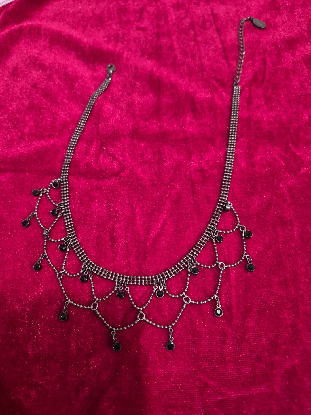Black Draped Chain Necklace