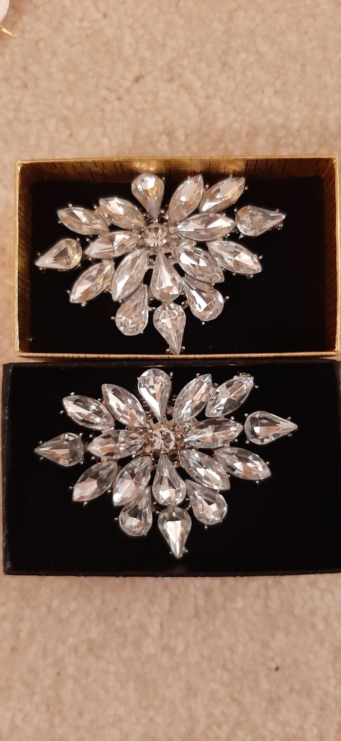 A pair of decorative shoe clips