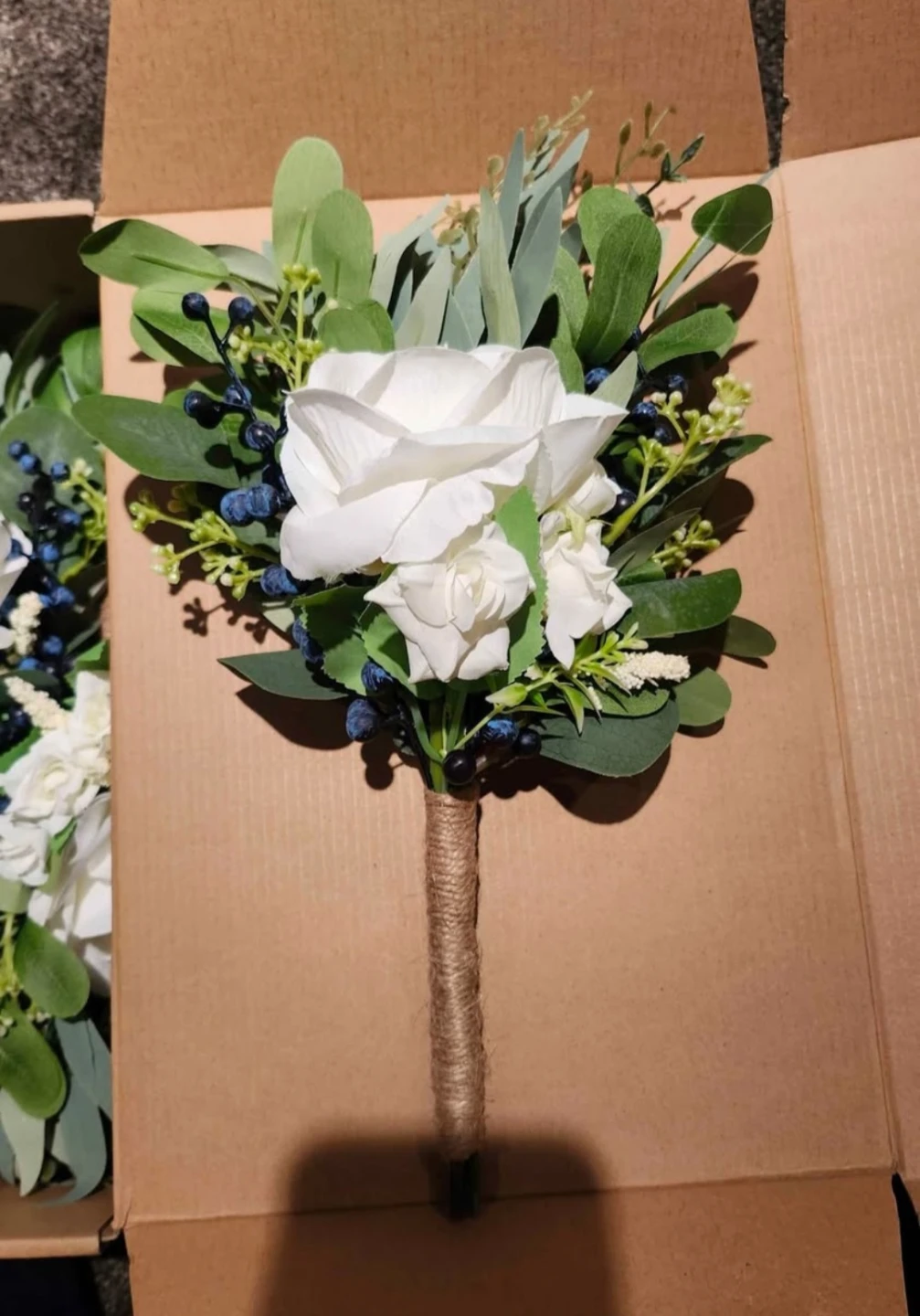 Artificial Floral Bouquets with White Roses and Blue Berries - photo 4