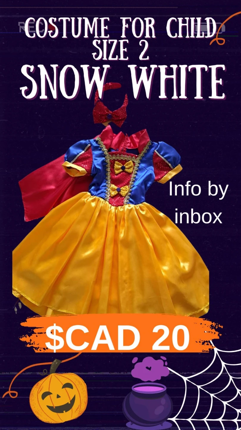 Snow White Costume for Child Size 2