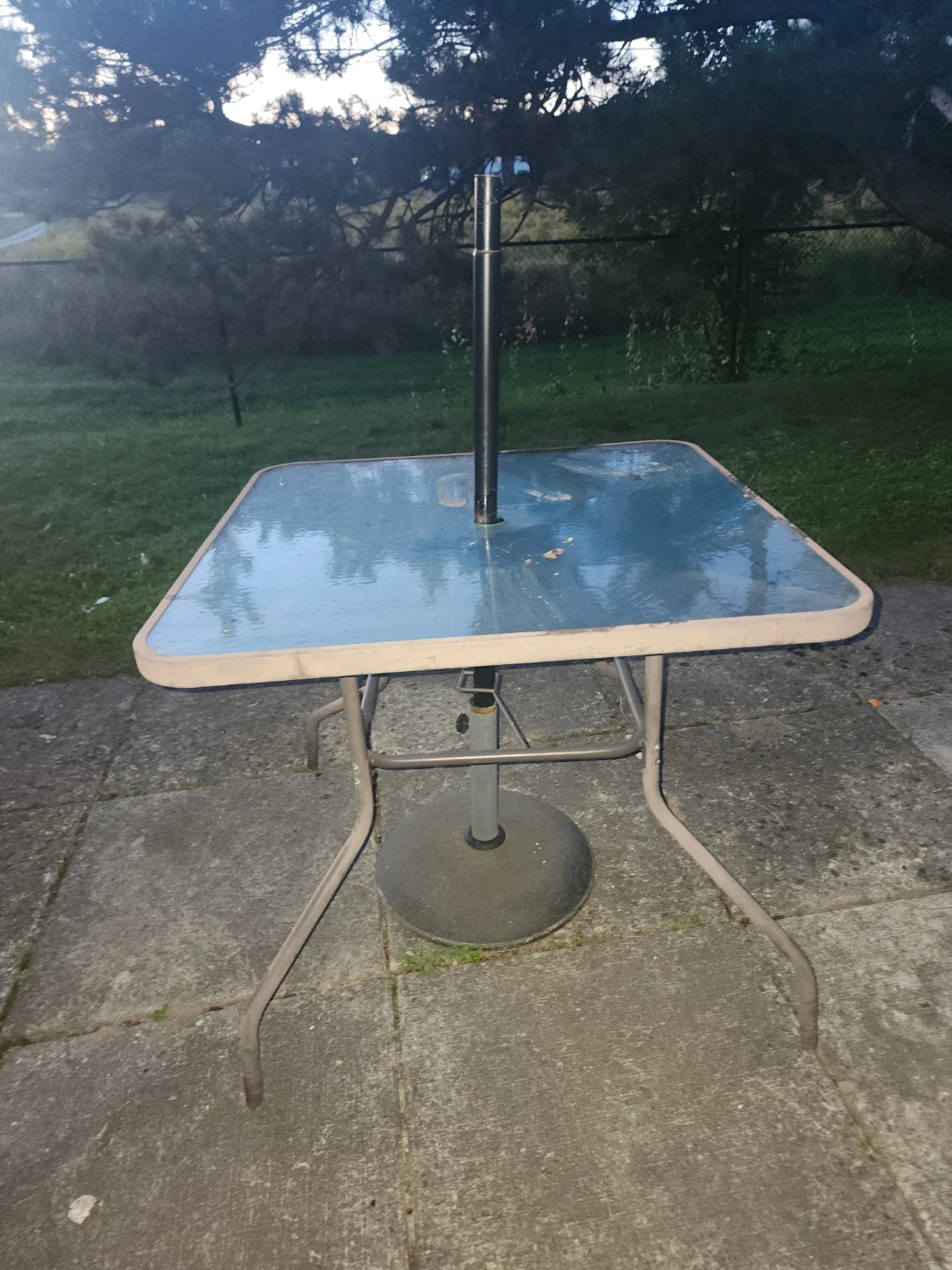 Square patio table with umbrella hole