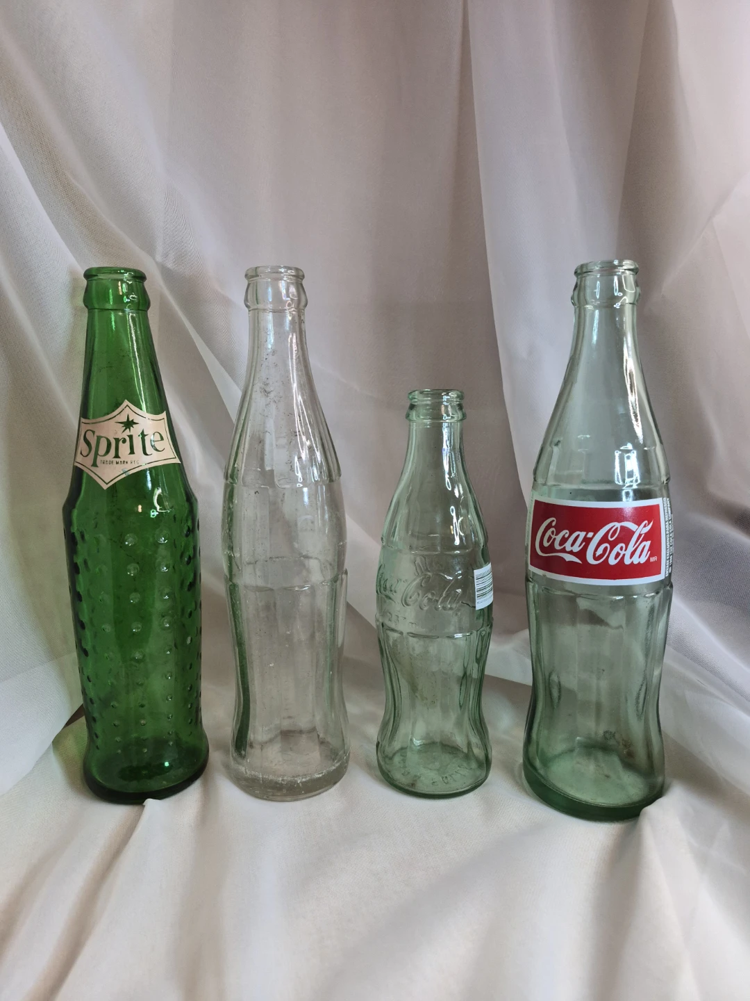 Lot of 4 Vintage Glass Coka Sprite Bottles