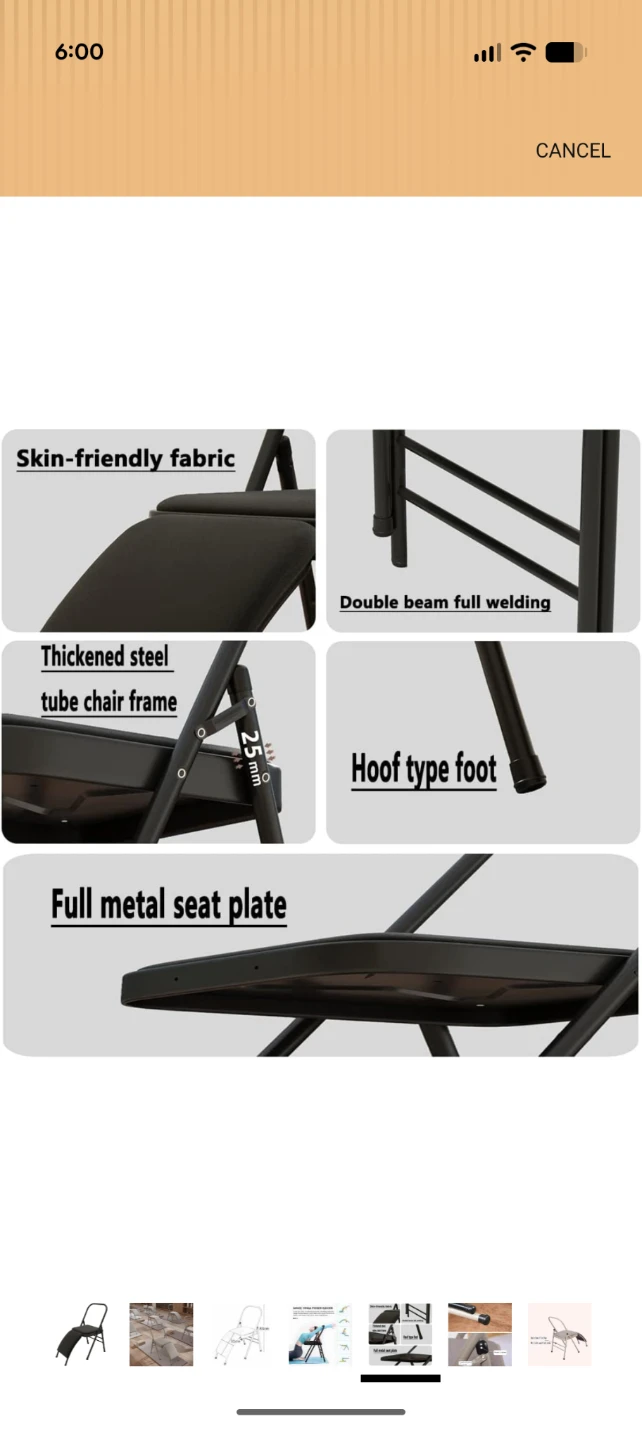 Black Folding Chair with Lumbar Support - photo 2