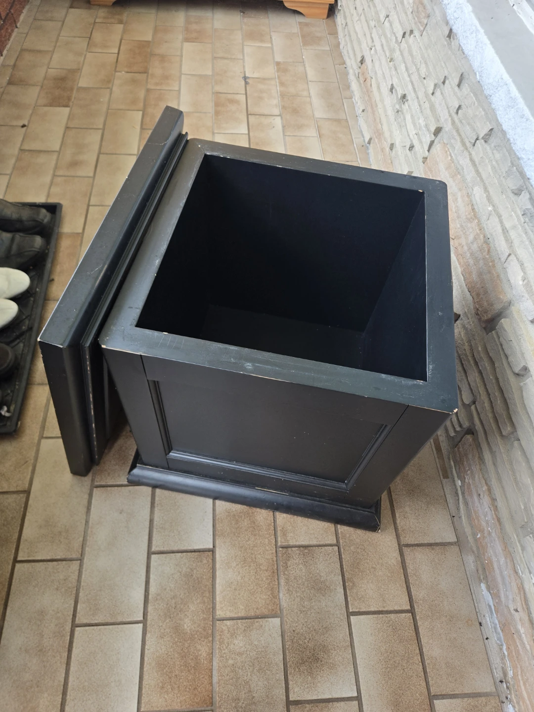 Black Wooden Storage Ottoman - photo 3