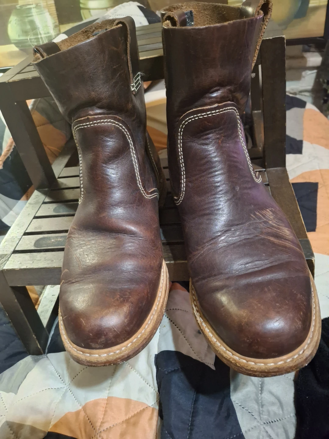 Dark Brown Leather Pull-On Work Boots - photo 2