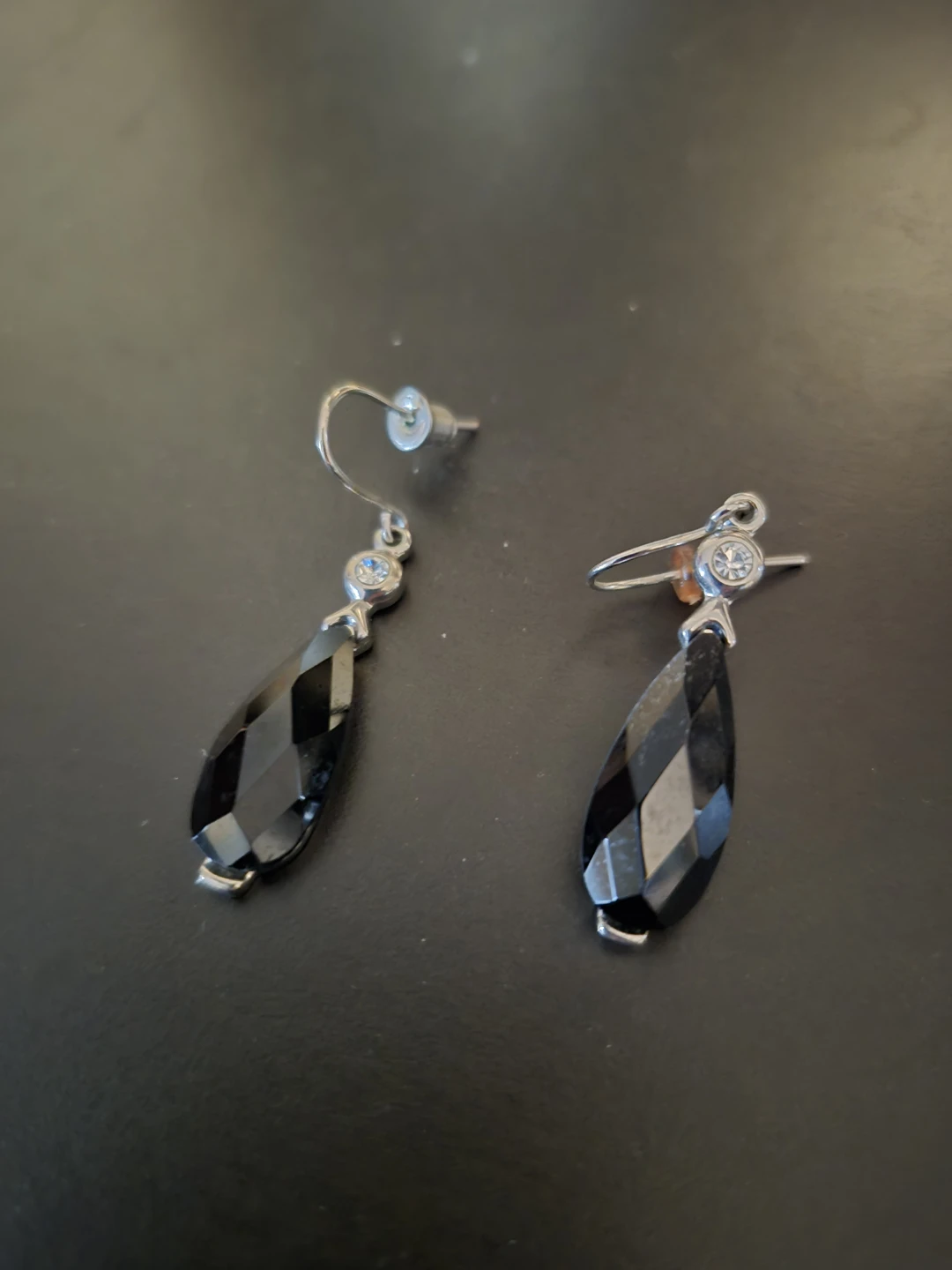 Black Teardrop Crystal Earrings