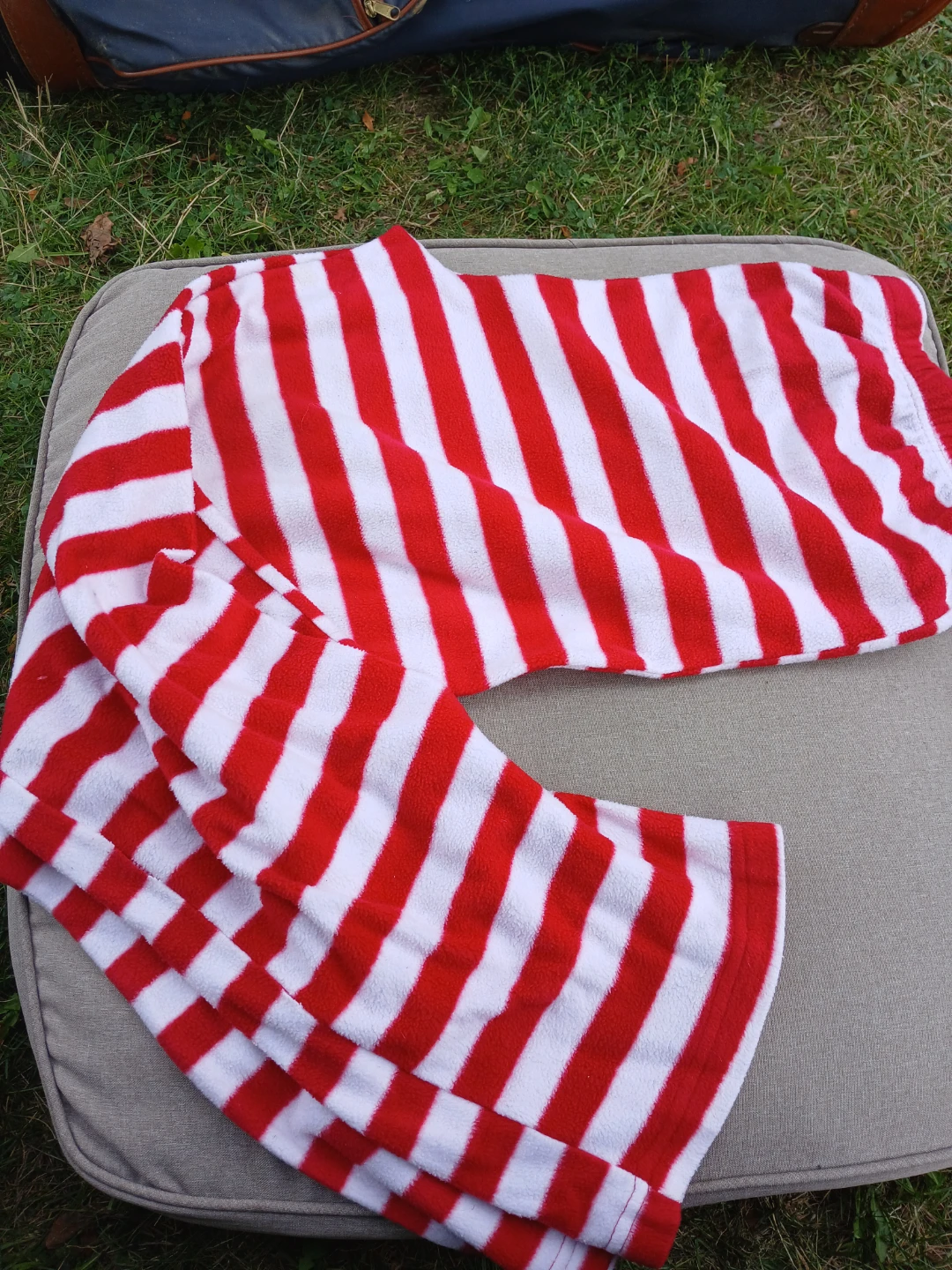 Red and White Striped Fleece Pants