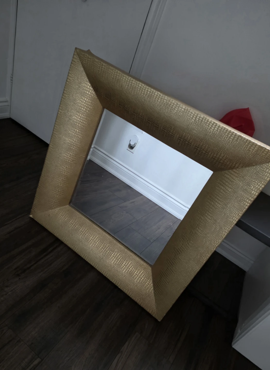 Square Gold Textured Wall Mirror