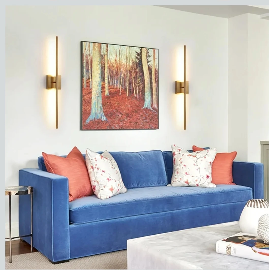 Set of 2 Brushed Brass Gold LED Wall Sconces - photo 5