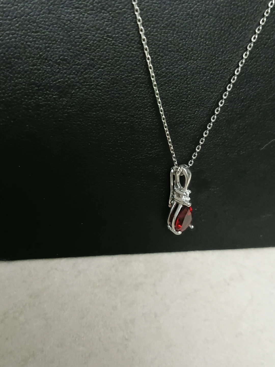 Sterling Silver 925Pear Cut Red  Necklace 925 - photo 2