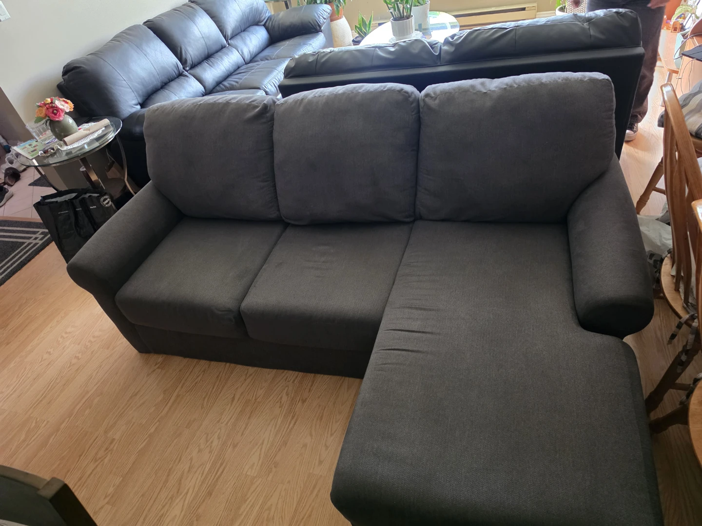 Dark Grey Sectional Couch with Chaise - photo 2