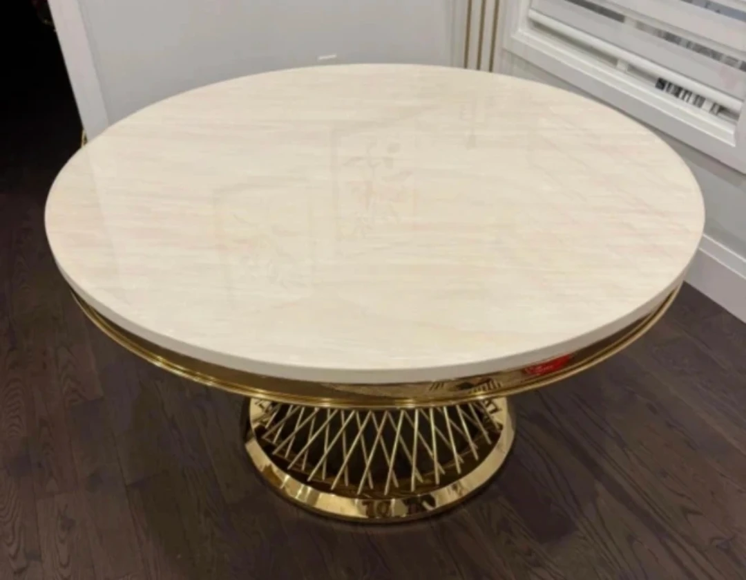 Dining Table Original Marble with Gold Metal Base