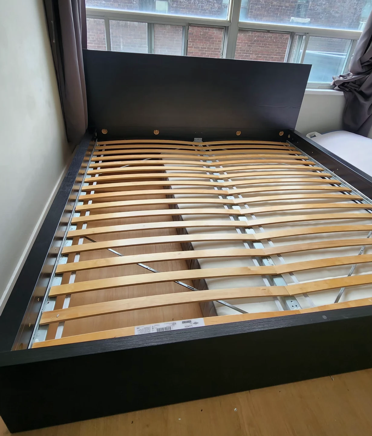 IKEA Black Bed Frame with Luroy Slatted Base OBO