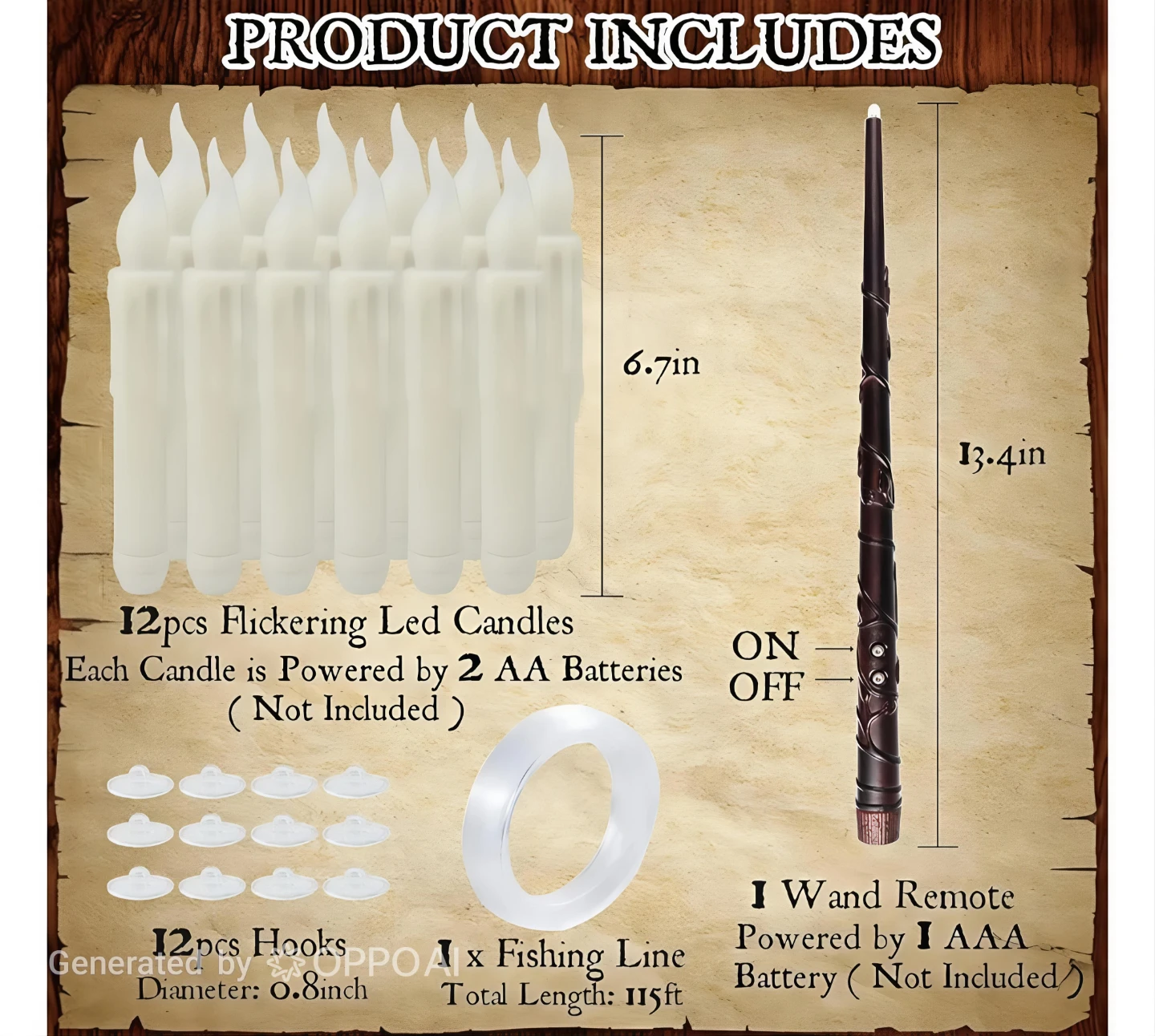 Harry Potter Hogwarts   floating Candles + Wand &  Banners🏈 - photo 4