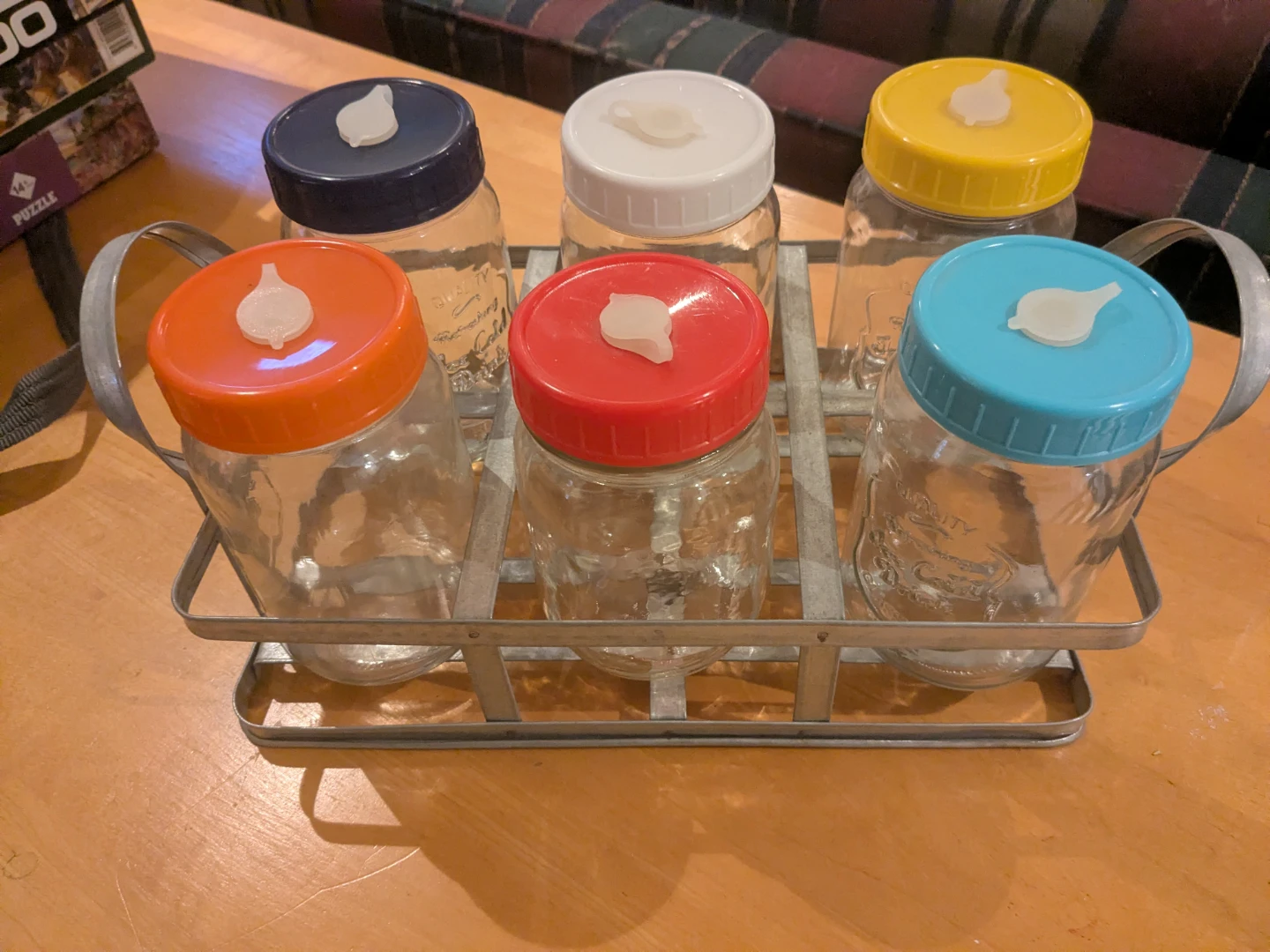 Set of 6 Mason Jars with Lids and tray - photo 2