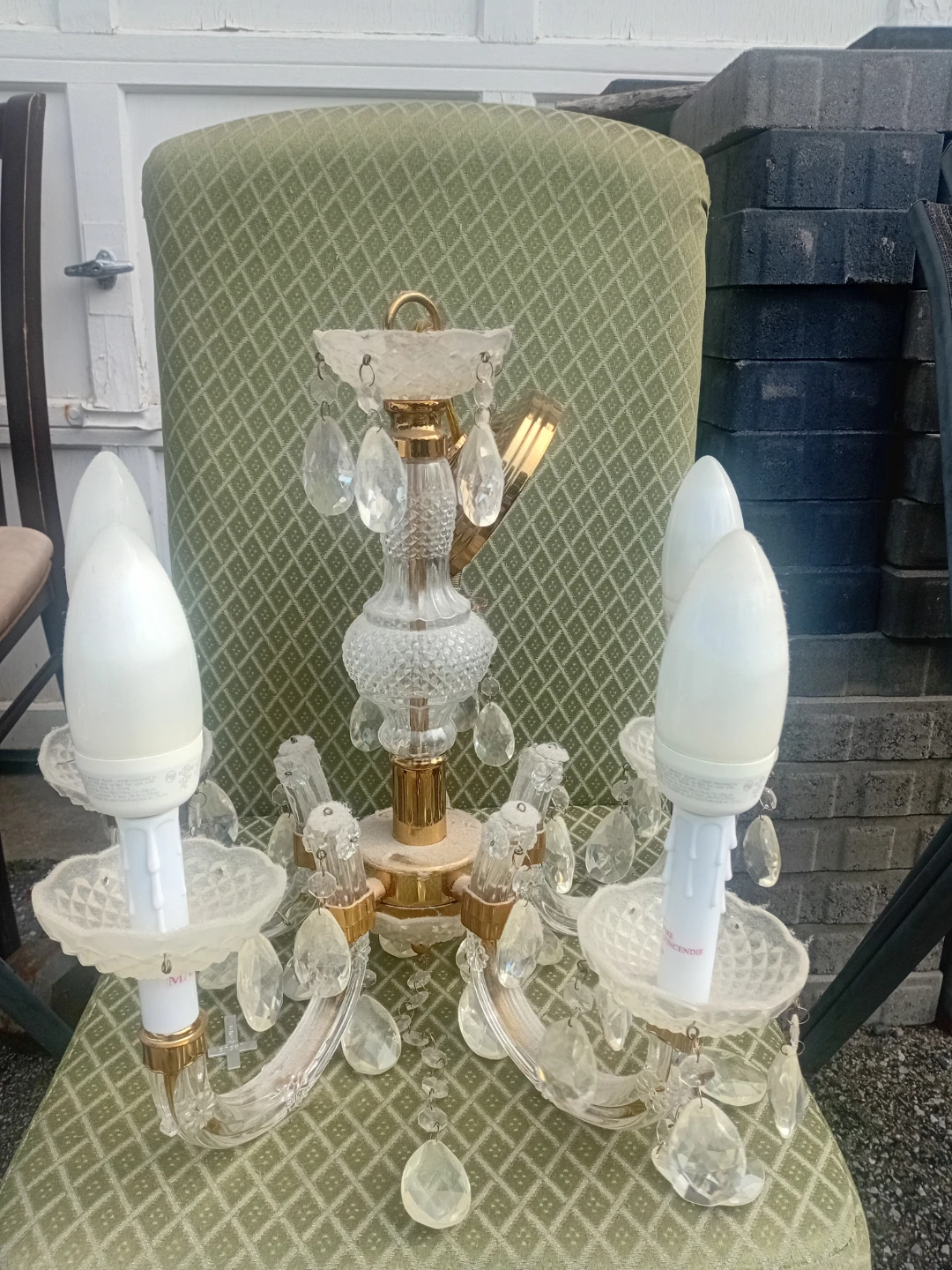 Vintage Brass and Crystal Chandelier - photo 2