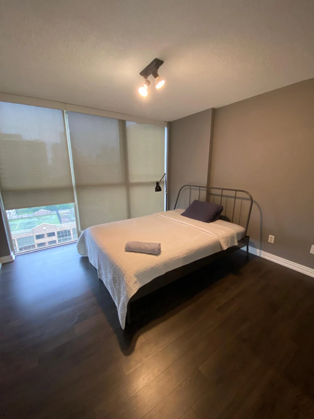 IKEA Queen Metal Bed Frame with Slats and Mattress