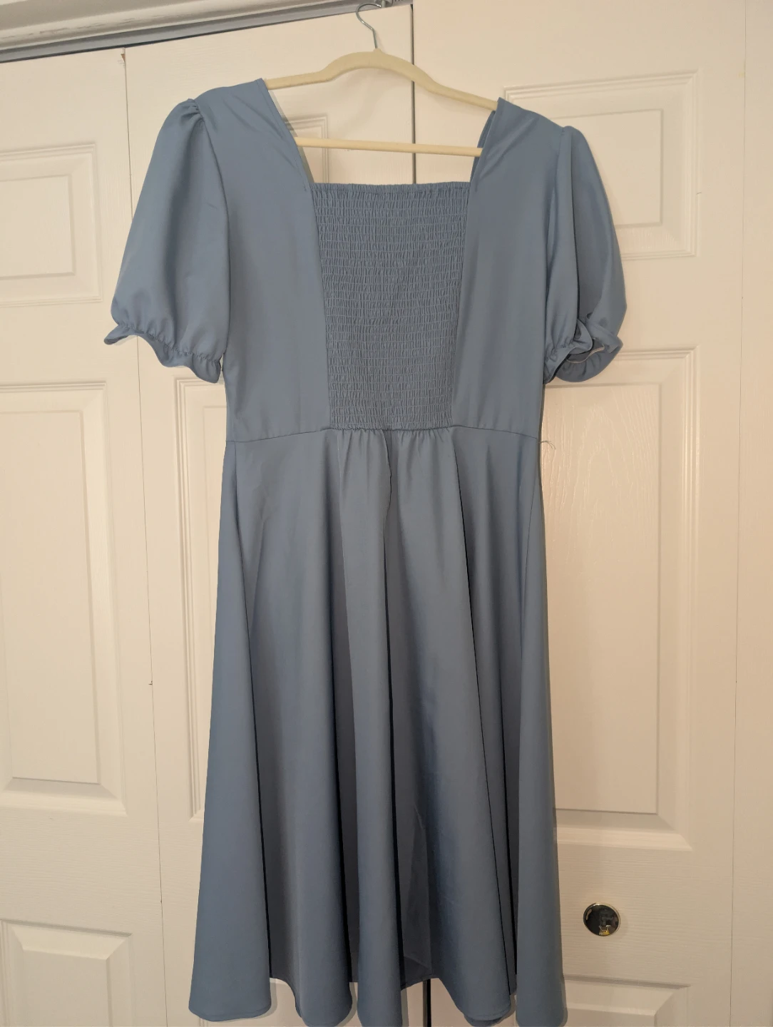 Blue Midi Dress with Smocked Back - photo 4