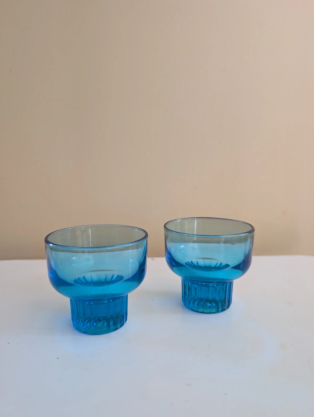 VINTAGE BLUE FLUTED GLASSES