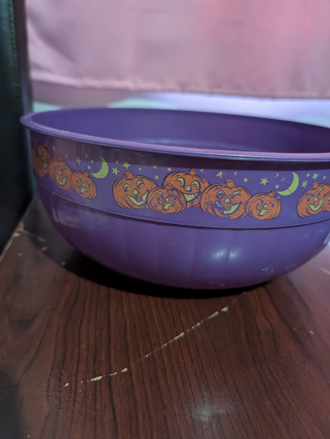 Purple Halloween pumpkin bowl.