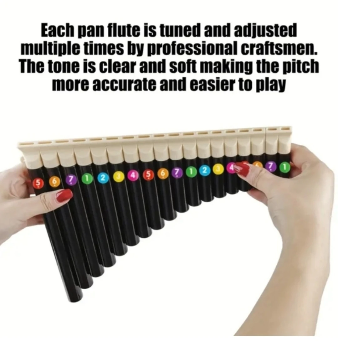 18-Tube Pan Flute - Light Yellow and Black - photo 2