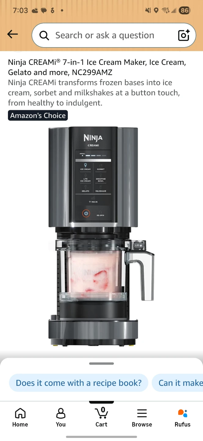 Ninja CREAMi 7-in-1 Ice Cream Maker NC299AMZ