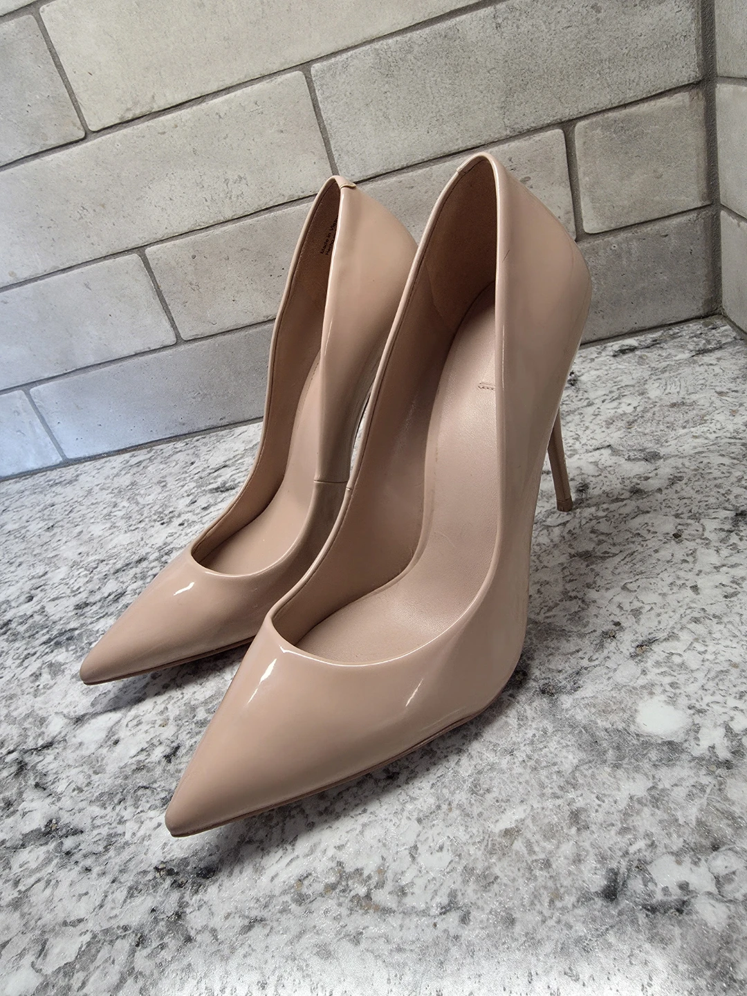 ALDO Nude Patent Stiletto Heels
