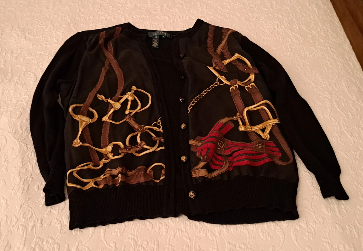 Lauren Ralph Lauren Silk Cashmere Cardigan Black M