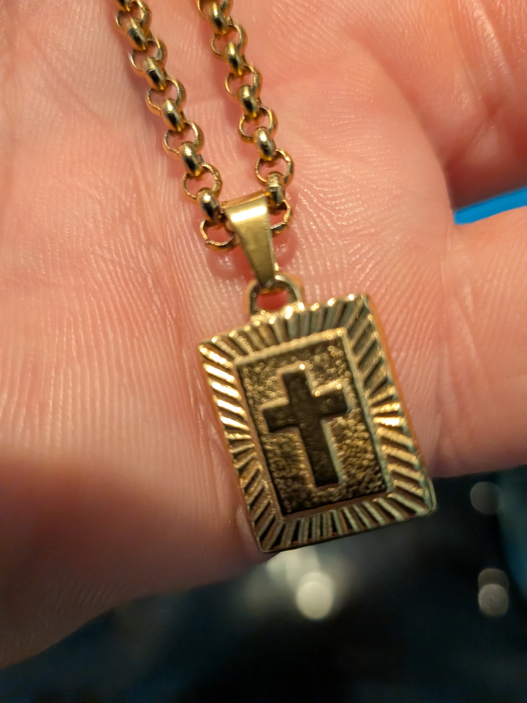 Gold-tone Cross Pendant Necklace - photo 2