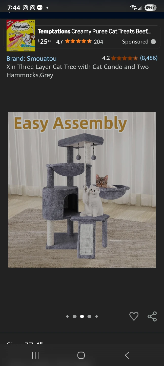 Cat Tree with Cat Condo and Two Hammocks New - photo 4