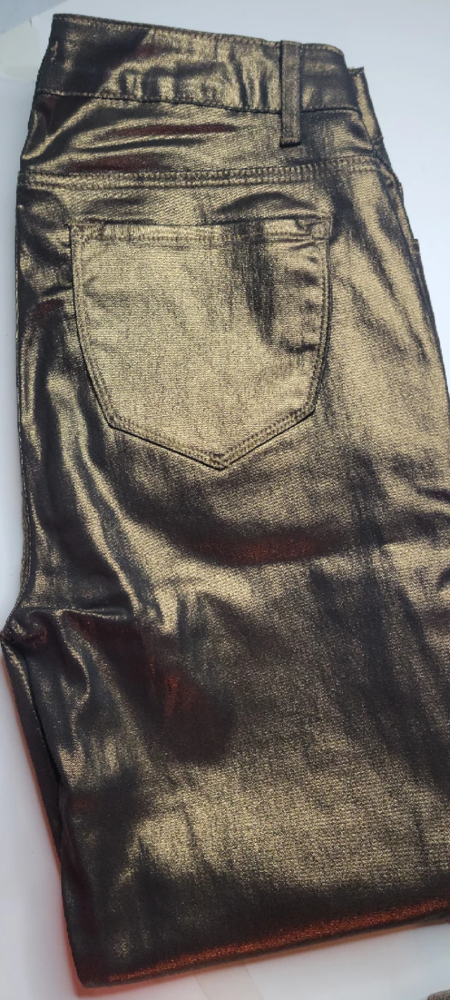 Fashion Nova Metallic Gold Jeans XL - photo 4