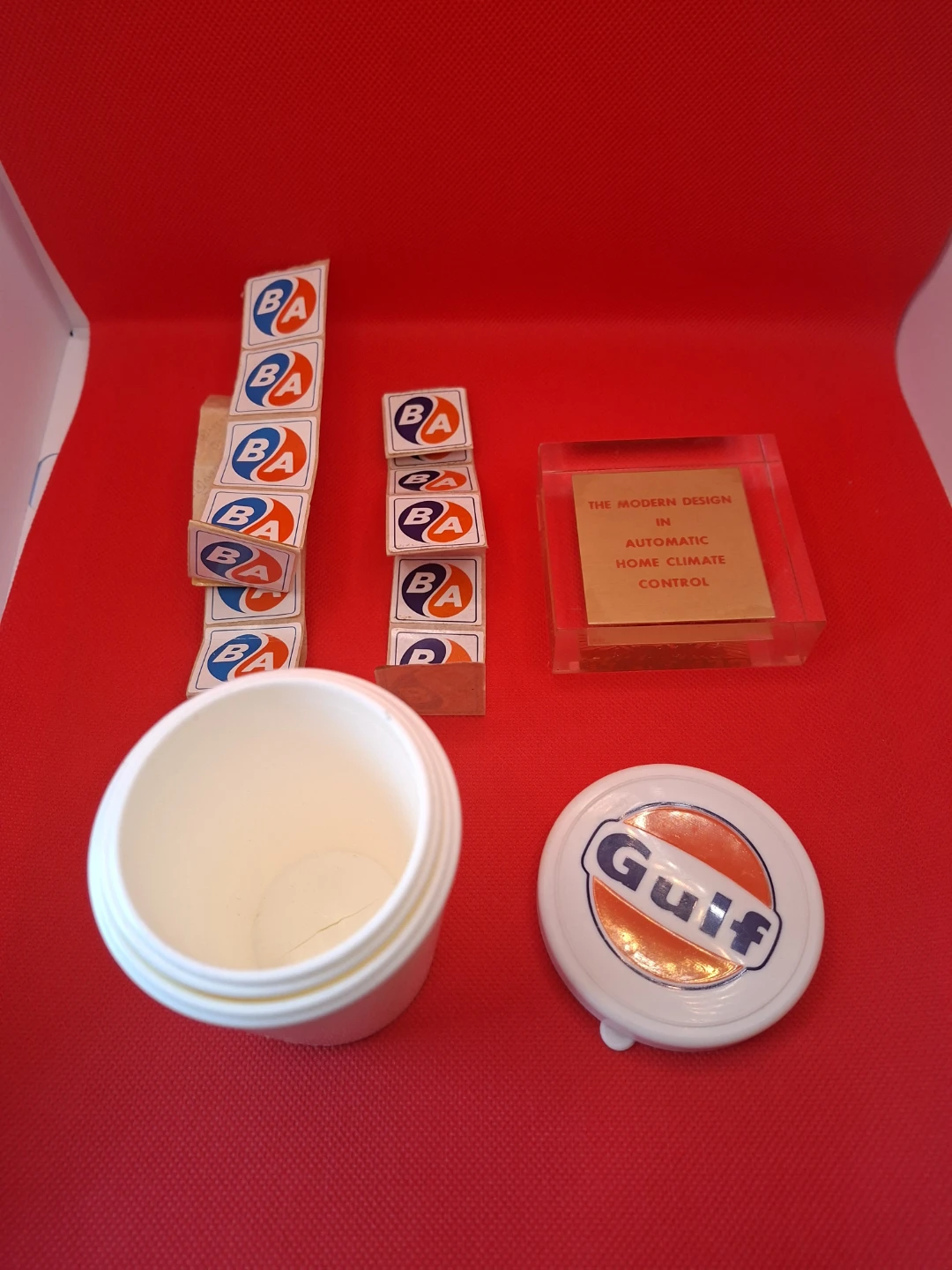Vintage B/A Oil & Gulf Gas Memorabilia Lot – Decals & Display - photo 3
