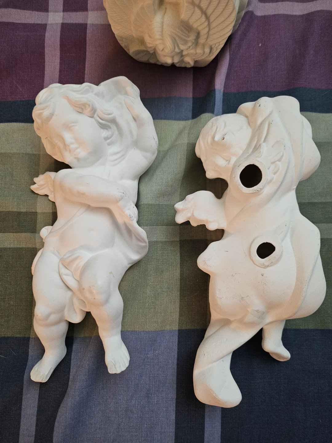 Set of 6 White Ceramic Angel Figurines and Holder - photo 4