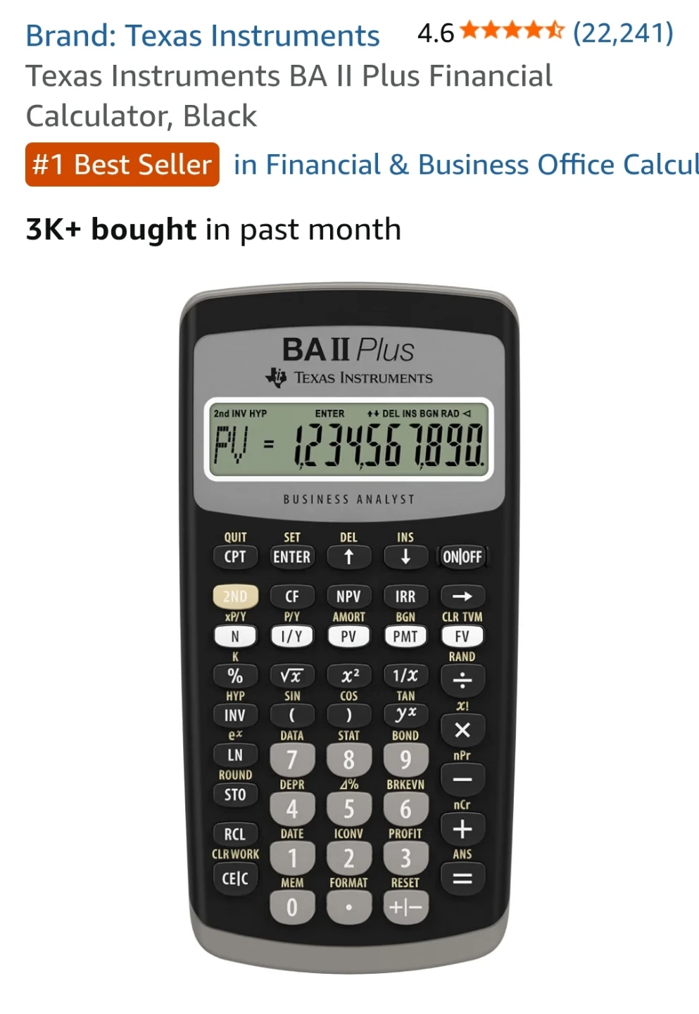 Texas Instruments BA II Plus Financial Calculator - photo 3