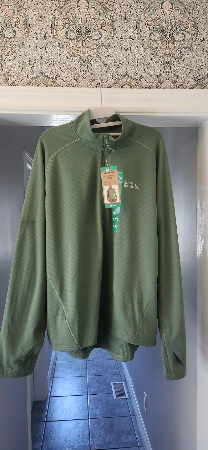 Eddie Bauer Men's Grid Fleece 1/2-Zip Pullover - Olive Green