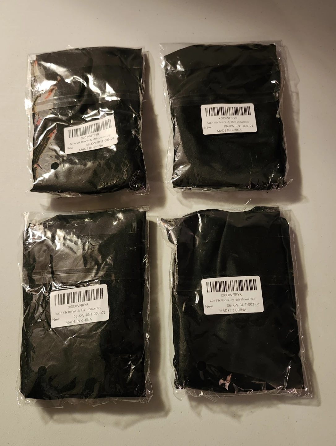 Set of 4 Black Satin Silk Bonnets 🏈