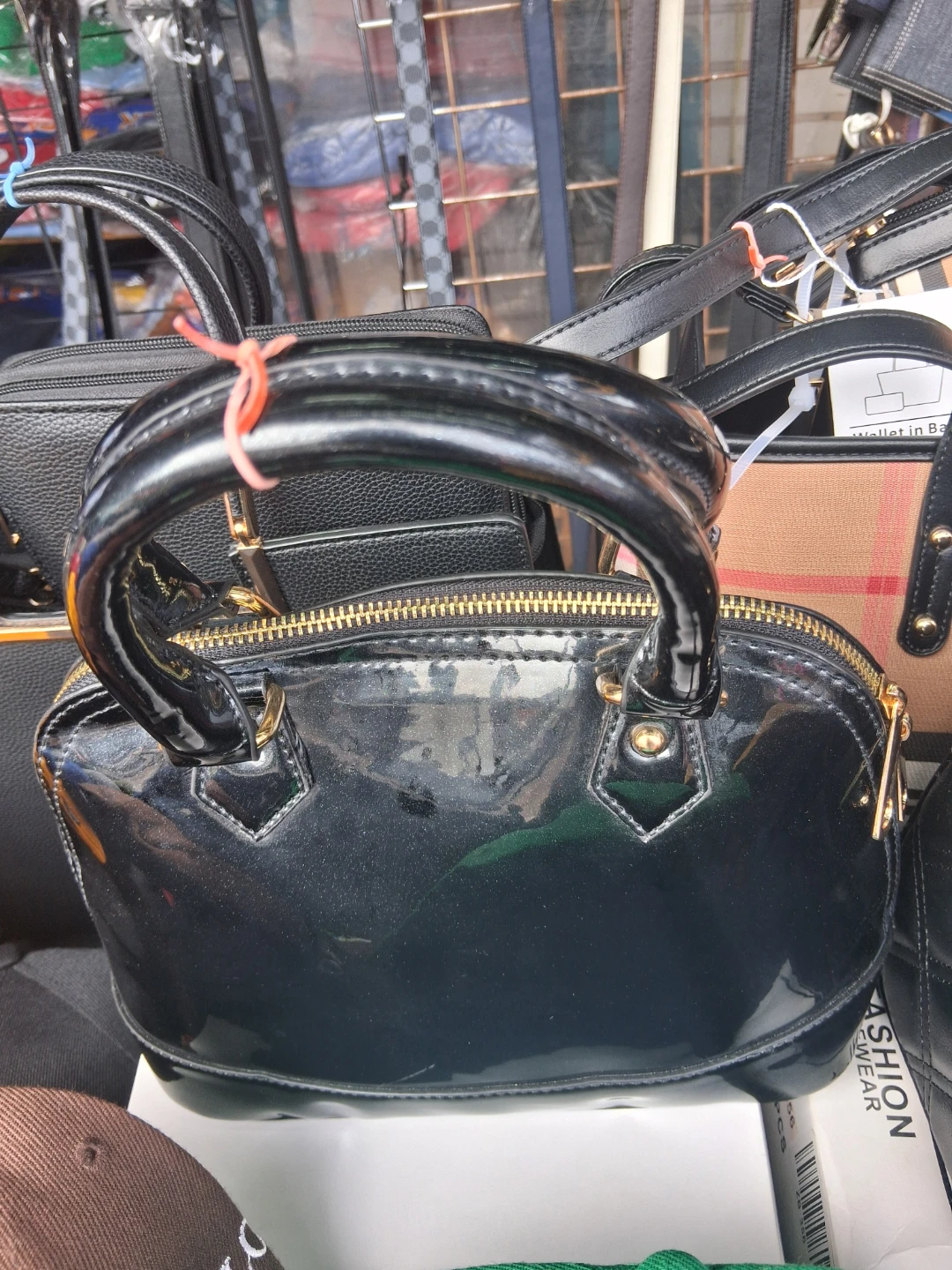 Black Patent Leather Dome Handbag