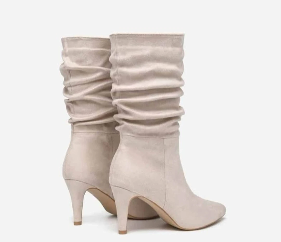 Beige Suede Slouch Boots - photo 2