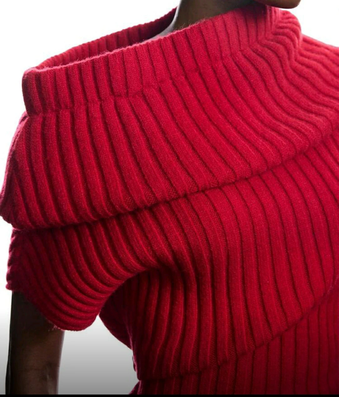 Red Ribbed Knit Sweater Dress - photo 2