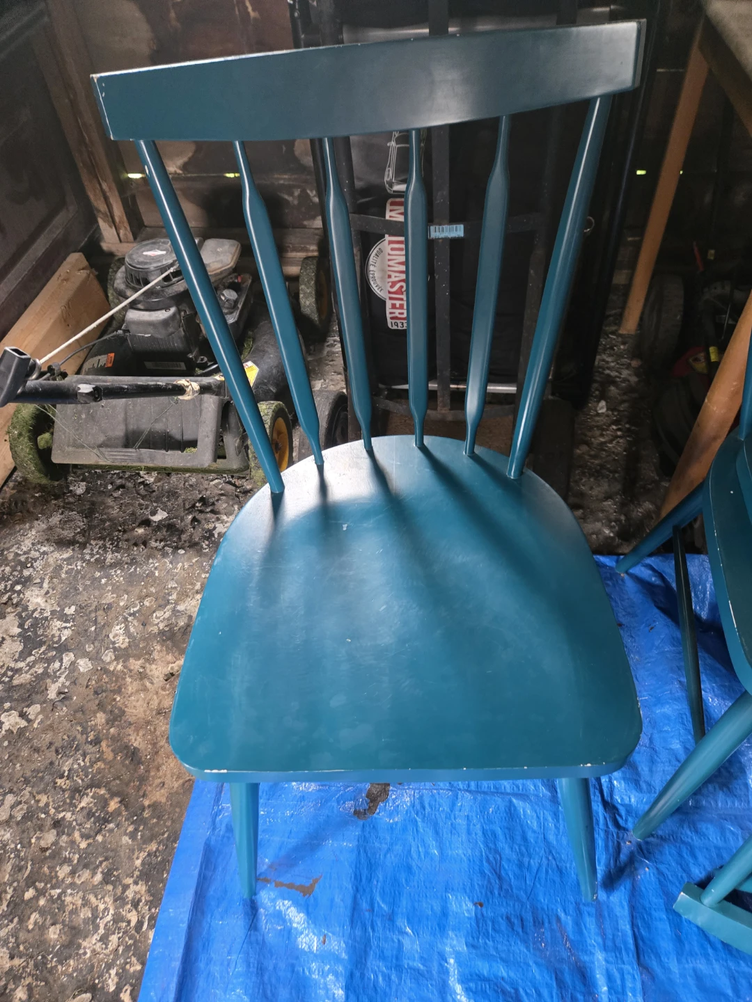 Set of 4 Teal Windsor-Style Dining Chairs - photo 4