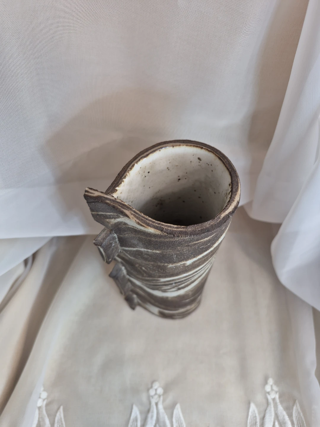 Beautiful 10" x 3" Hand Made Studio Pottery Unique Vase - photo 2