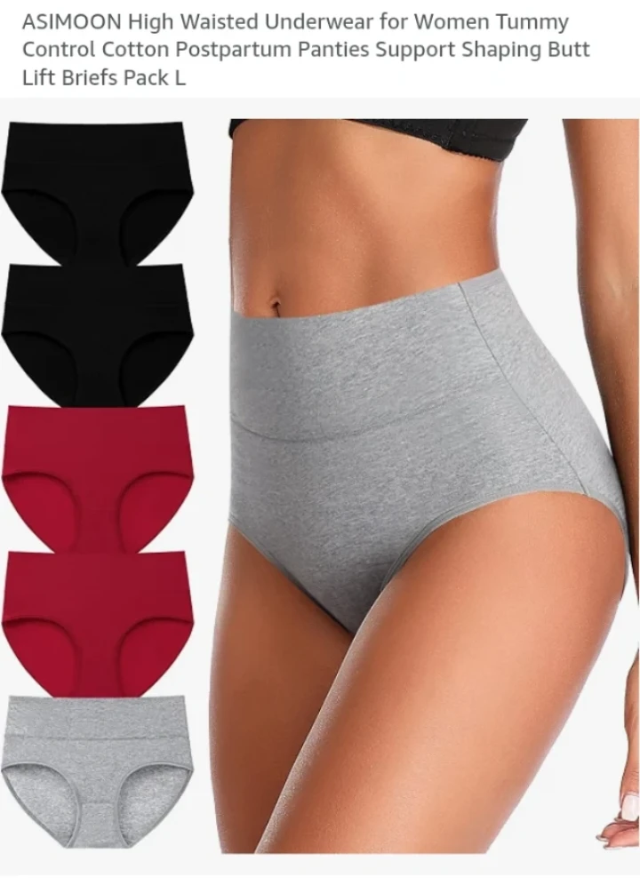 ASIMOON High Waisted Cotton Underwear Pack L 🏈
