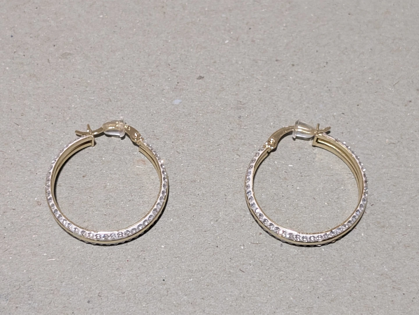 NEW: Gold Tone Hoop Earrings with Crystals - photo 3