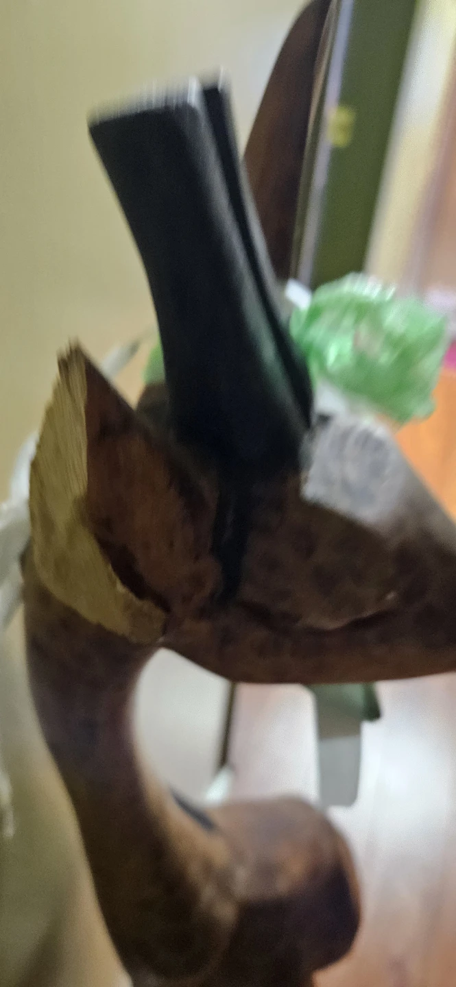 Large Wooden Hand-Carved Giraffe Sculpture - photo 4