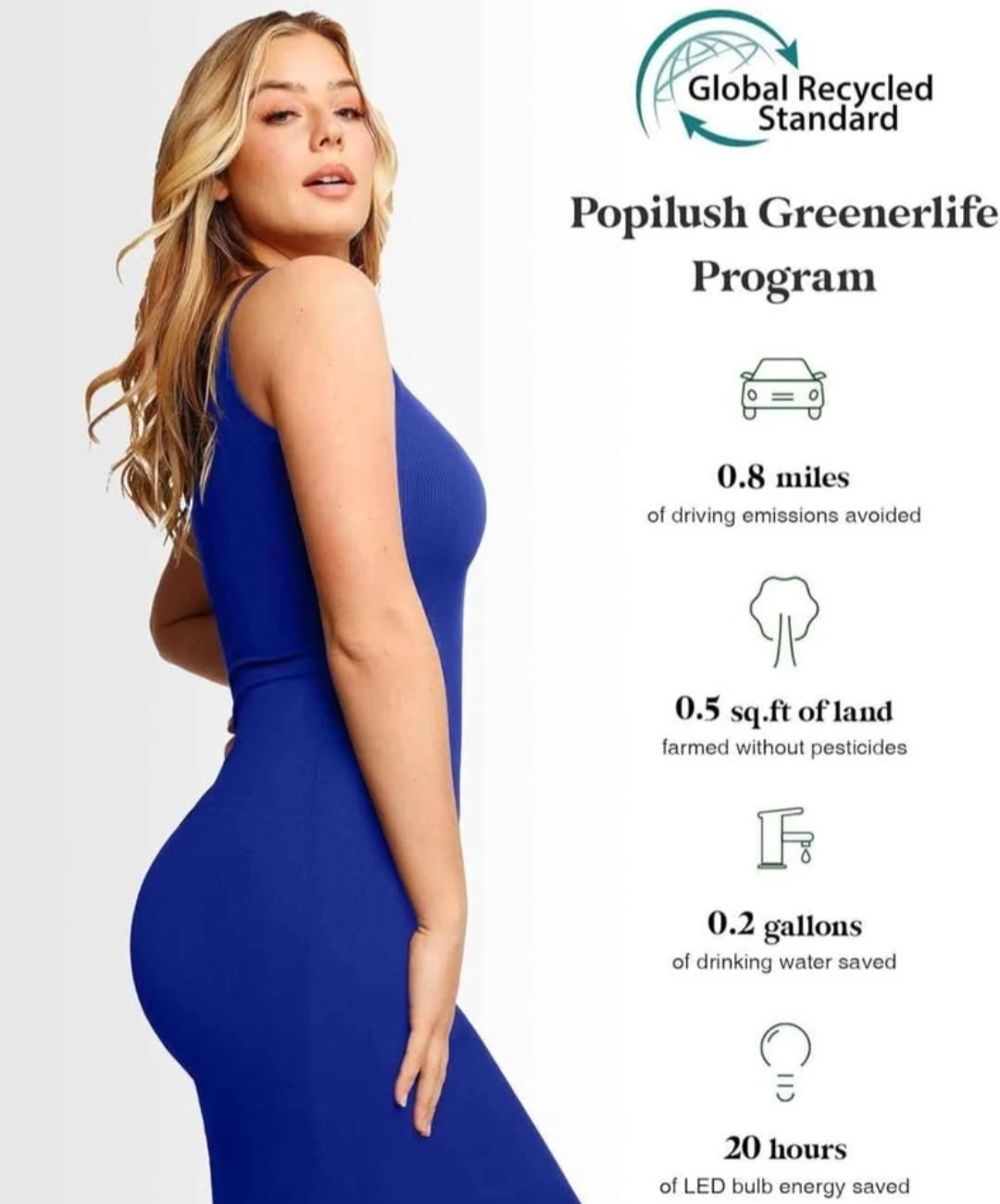 Popilush Blue Built-in Shapewear Bra Dress 🏈 - photo 4